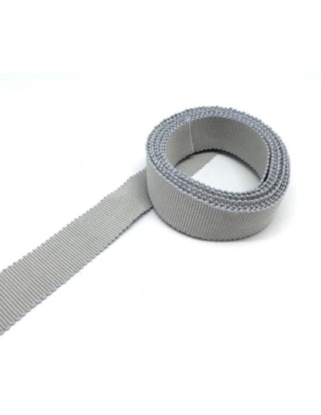 Ruban gros grain tradition gris perle 20mm en coton fabrication française