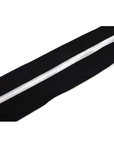 Hausse de ceinture noire uni et galon gris argenté pour pantalon, costume