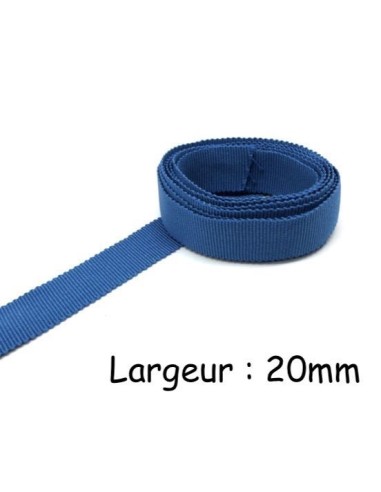 Ruban gros grain tradition bleu jean 20mm en coton