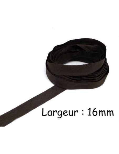 Ruban chevron marron foncé 16mm en polyester pas cher