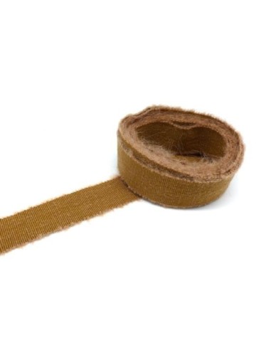 Ruban gros grain uni marron camel 25mm lin pas cher