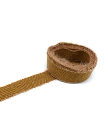 Ruban gros grain uni marron camel 25mm lin pas cher