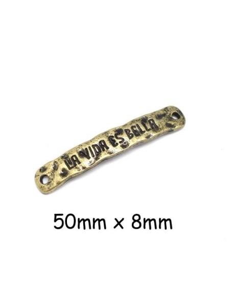 Perle intercalaire bronze en métal martelé La Vida es Bella