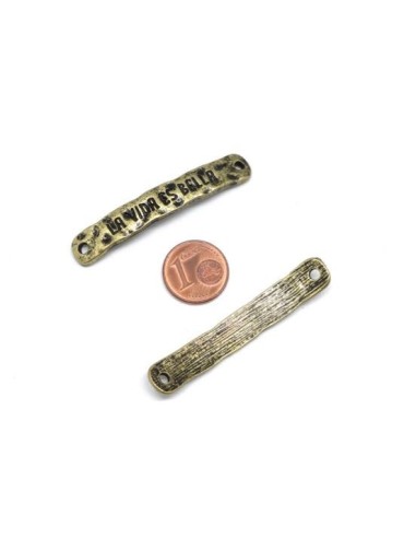 Connecteur plaque bronze en métal martelé La Vida es Bella