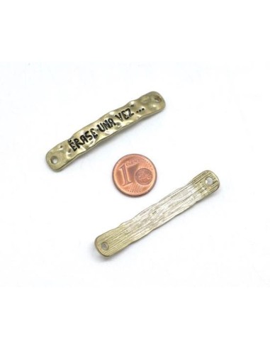 Perle connecteur incurvé doré pâle martelé avec message Erase una vez pas chère