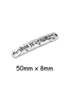 Perle connecteur incurvé argenté en métal avec message  Vivir es Increible