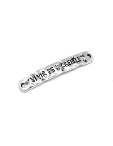 Demi jonc argenté en métal avec message  Vivir es Increible