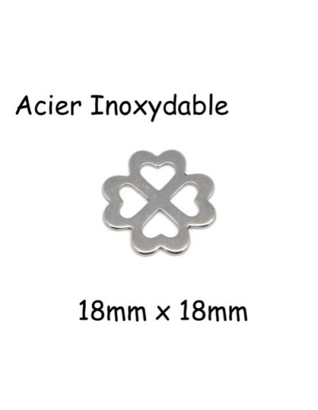 Perle connecteur trèfle à 4 feuilles en acier inoxydable