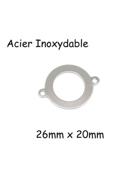 Perle connecteur rond en acier inoxydable argenté