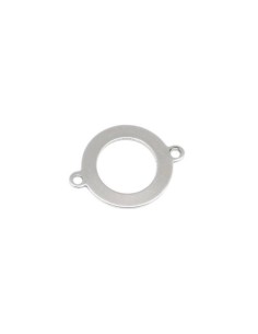 Perle connecteur rond en acier inoxydable argenté 2