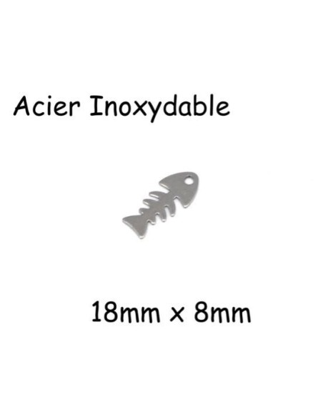 Petite breloque arête de poisson en acier inoxydable