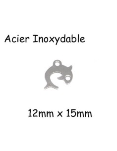 Petite breloque dauphin argenté en acier inoxydable