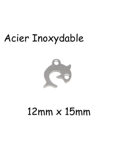 Petite breloque dauphin argenté en acier inoxydable
