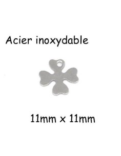 Petite breloque trèfle en acier inoxydable, porte bonheur