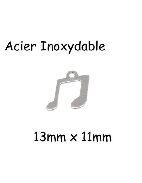 Breloque note de musique en acier inoxydable