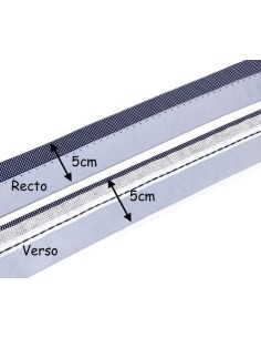 Hausse de ceinture bleu marine à pois blanc sur fond gris bleu 2