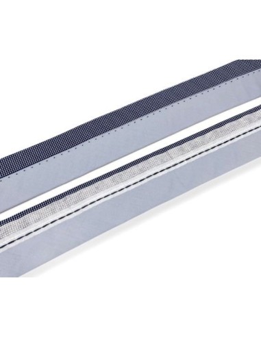 ReHausse de ceinture bleu marine à pois blanc sur fond gris bleu