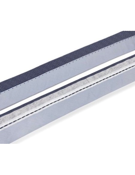 ReHausse de ceinture bleu marine à pois blanc sur fond gris bleu