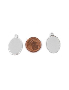 Pendentif ovale pour cabochon de 13mm x 18mm acier inoxydable 2
