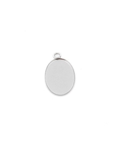 Pendentif argenté pour cabochon de 13mm x 18mm acier inox