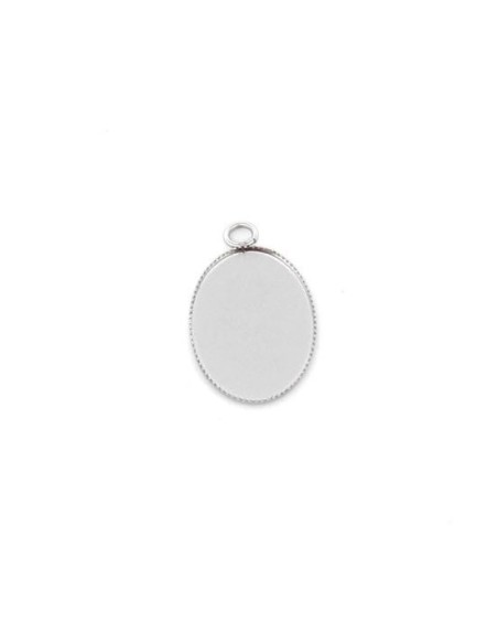 Pendentif argenté pour cabochon de 13mm x 18mm acier inox