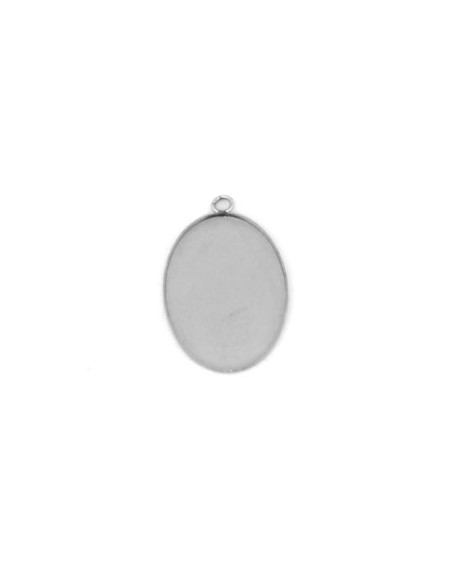 Pendentif acier inox pour cabochon 20mm x 28mm argenté pas cher