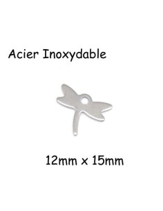 Petite breloque libellule argenté en acier inoxydable pas chère