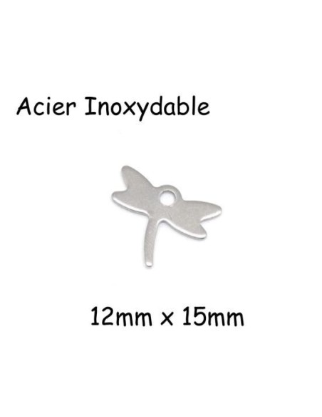 Petite breloque libellule argenté en acier inoxydable pas chère