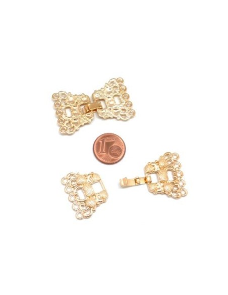 Fermoir multi-rangs 5 trous doré en métal pas cher