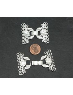 Fermoir clip argenté blanc en métal pour bracelet manchette à 7 rangs 2