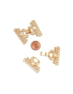 Fermoir clip doré en métal travaillé pour bracelet à 7 rangs 2