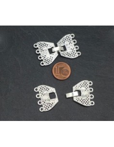 Fermoir clip en métal argenté blanc à 4 rangs 2