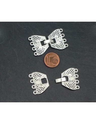Fermoir argenté blanc multi-rangs pas cher