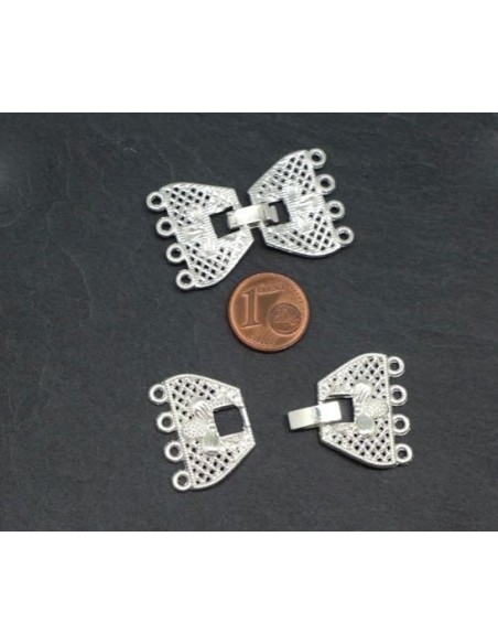 Fermoir argenté blanc multi-rangs pas cher