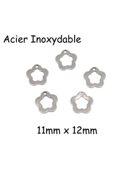 Petite breloque fleur en acier inoxydable argenté