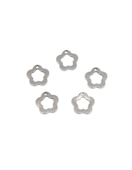 Charm fleur en acier inox pas cher