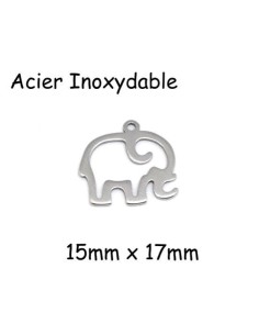 Breloque éléphant en acier inoxydable argenté