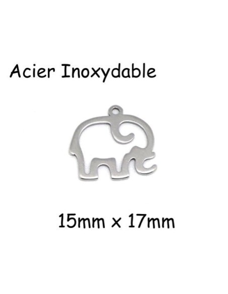 Breloque éléphant en acier inoxydable argenté