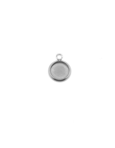 Breloque ronde argenté pour cabochon de 8mm pas chère