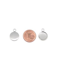 Pendentif argenté pour cabochon rond de 10mm en acier inoxydable 2