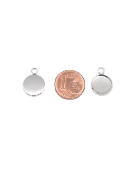 Breloque pour cabochon rond 10mm en acier inoxydable