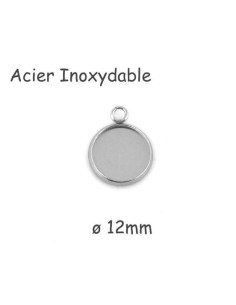 Pendentif pour cabochon de 12mm en acier inoxydable