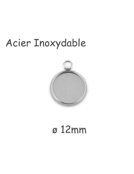 Pendentif pour cabochon de 12mm en acier inoxydable