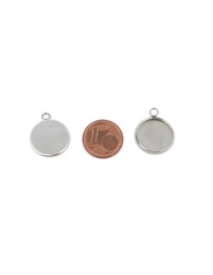 Pendentif argenté pour cabochon de 14mm en acier inoxydable 2
