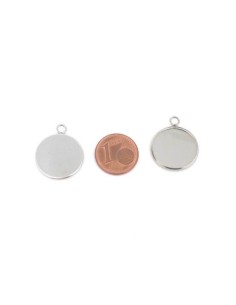 Pendentif pour cabochon 16mm en acier inoxydable argenté 2