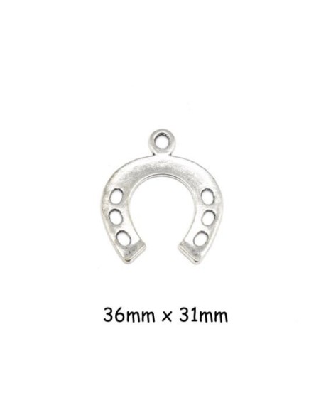 Pendentif fer à cheval argenté en métal