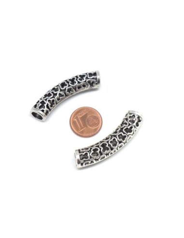   Perle tube ajouré argenté pas chère