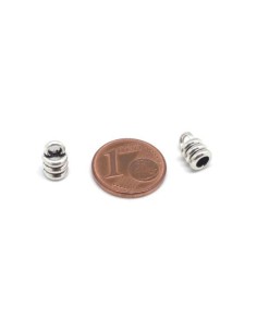 Embout rond argenté strié en métal pour cordon 3mm 2