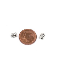 Petite perle tube strié en métal argenté - Idéal bracelet wrap 2
