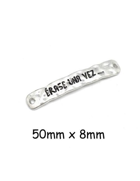 Perle connecteur argenté satiné en métal inscrit Erase una vez